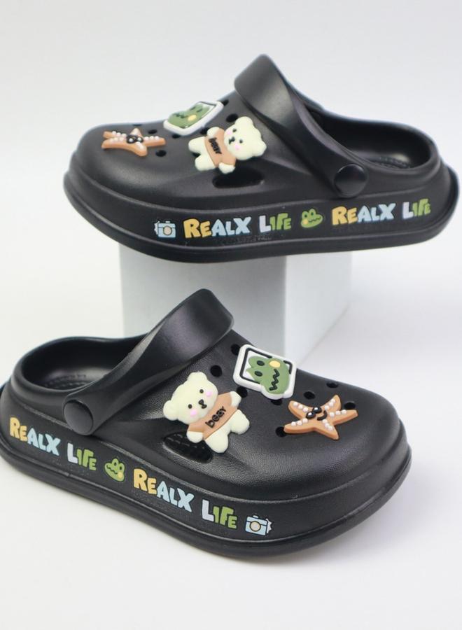 Take Two Girls Black Clogs with Charms - Image 1