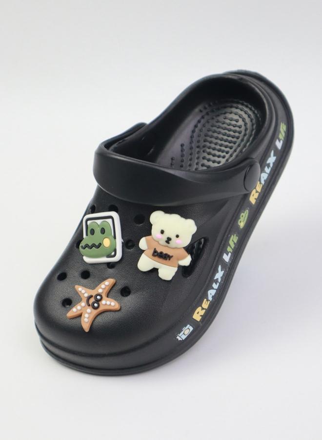 Take Two Girls Black Clogs with Charms - Image 3