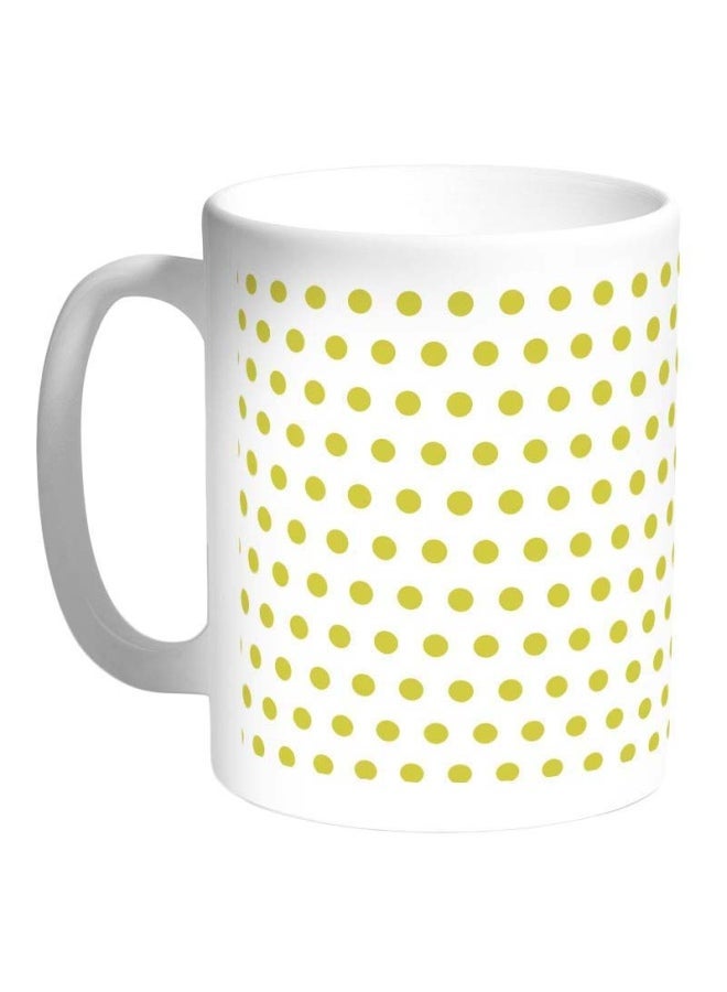 RYN Large And Small Circles Printed Coffee Mug White/Green 325ml