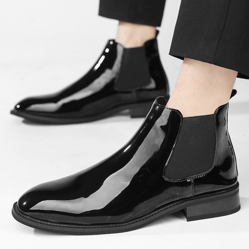 2024 Men'S Shoes Plus Size Casual Leather Boots Fashion Men'S Leg Shoes Business Leather Shoes Brighter Face Pointed Toe Leg Boots - Image 4