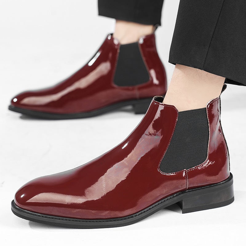 2024 Men'S Shoes Plus Size Casual Leather Boots Fashion Men'S Leg Shoes Business Leather Shoes Brighter Face Pointed Toe Leg Boots - Image 1