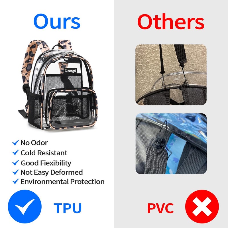 Cusangel Clear MIni Backpack Stadium Approved 12Ãƒâ€”6Ãƒâ€”12,TPU Transparent Backpacks Plastic See Through Bag, Clear Bag for Concert Sport Event Work School Festival - Image 3