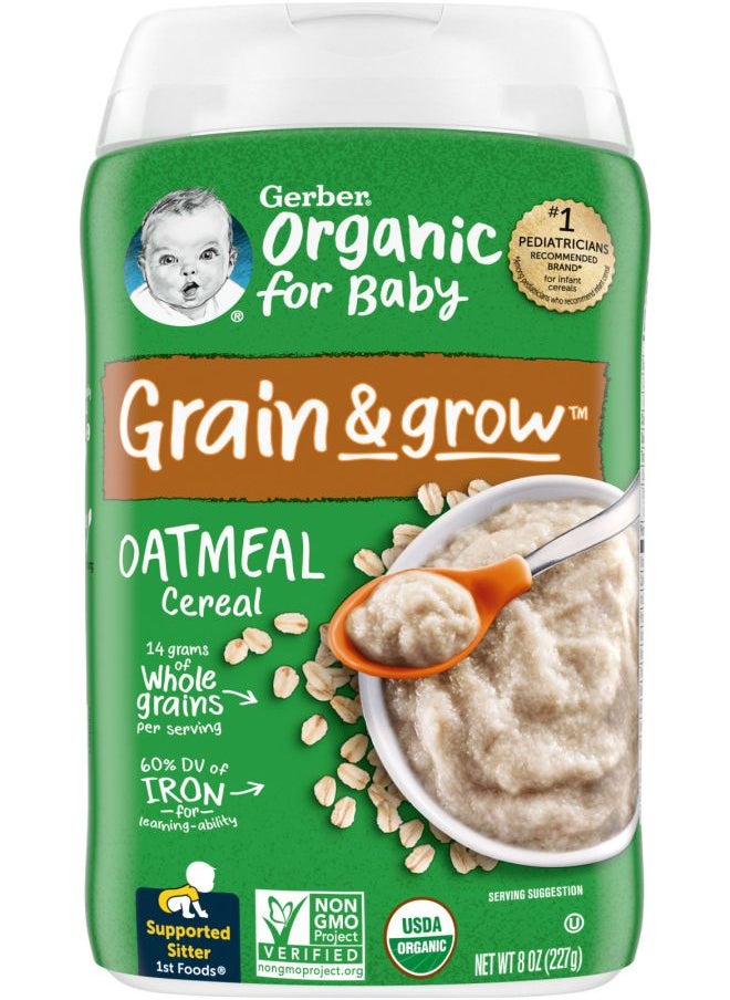 Gerber - Organic For Baby Grain & Grow 1St Foods Oatmeal Cereal 8 Oz 227 G - Image 1