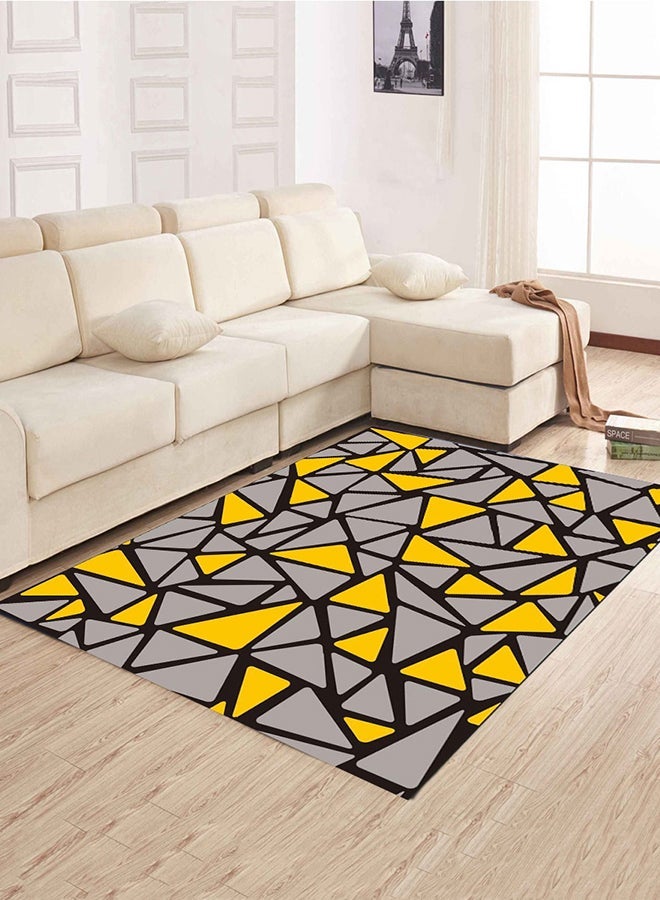 NIBEMINENT Geometric Triangle Printed Living Room Mat Grey/Black/Yellow 50 x 80cm
