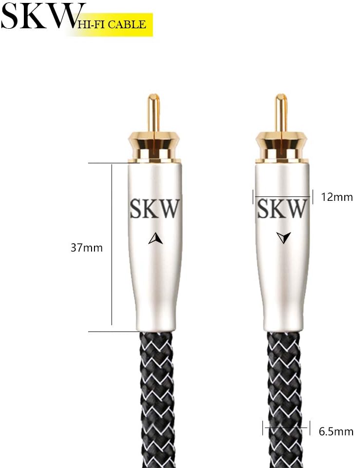 SKW High-End WG Series RCA-to-RCA Digital Coaxial Subwoofer Cable - Premium Hi-Fi Audio Interconnect for Precision Bass Transmission 3.2ft/1M - Image 3