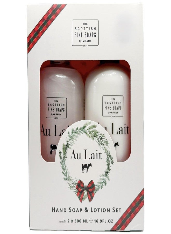 Scottish Fine Soaps The Scottish Fine Soaps Company Au Lait Hand Wash and Lotion Set, 500ml/16.9 oz Each, Luxury Liquid Soap and Moisturizer Duo - Image 1