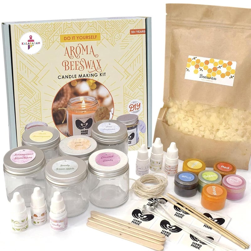 Kalakaram Aroma Beeswax Candle Kit DIY Candle Making Activity Kit for Kids Adults with Pure Natural Ingredients BeginnerFriendly Ideal for Diwali Birthday Gifts Home Decor Craft Kit