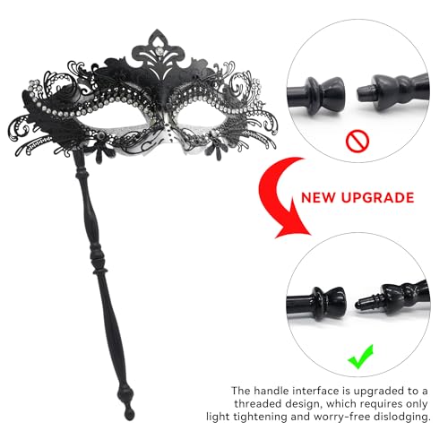 Coddsmz Masquerade Mask with Stick Venetian Mask Mardi Gras Decorations for Womens Halloween Costume Mask - Image 5