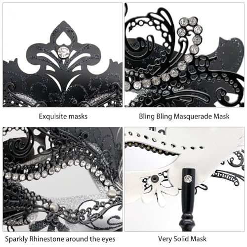 Coddsmz Masquerade Mask with Stick Venetian Mask Mardi Gras Decorations for Womens Halloween Costume Mask - Image 4