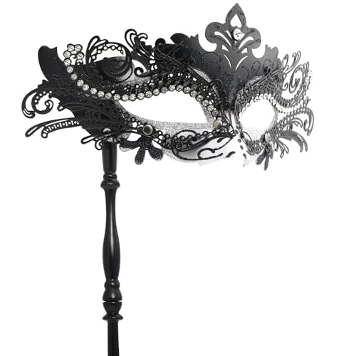 Coddsmz Masquerade Mask with Stick Venetian Mask Mardi Gras Decorations for Womens Halloween Costume Mask - Image 1
