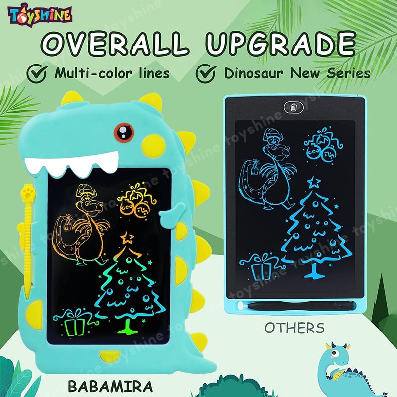 Toyshine لوحة كتابة بتصميم ديناصور للأطفال، 8.5 بوصة LCD تاب لوح رسم للأطفال، لوح دودي للأطفال من 3-10 سنوات، هدايا تعليمية وألعاب تعليمية، أخضر - Image 3