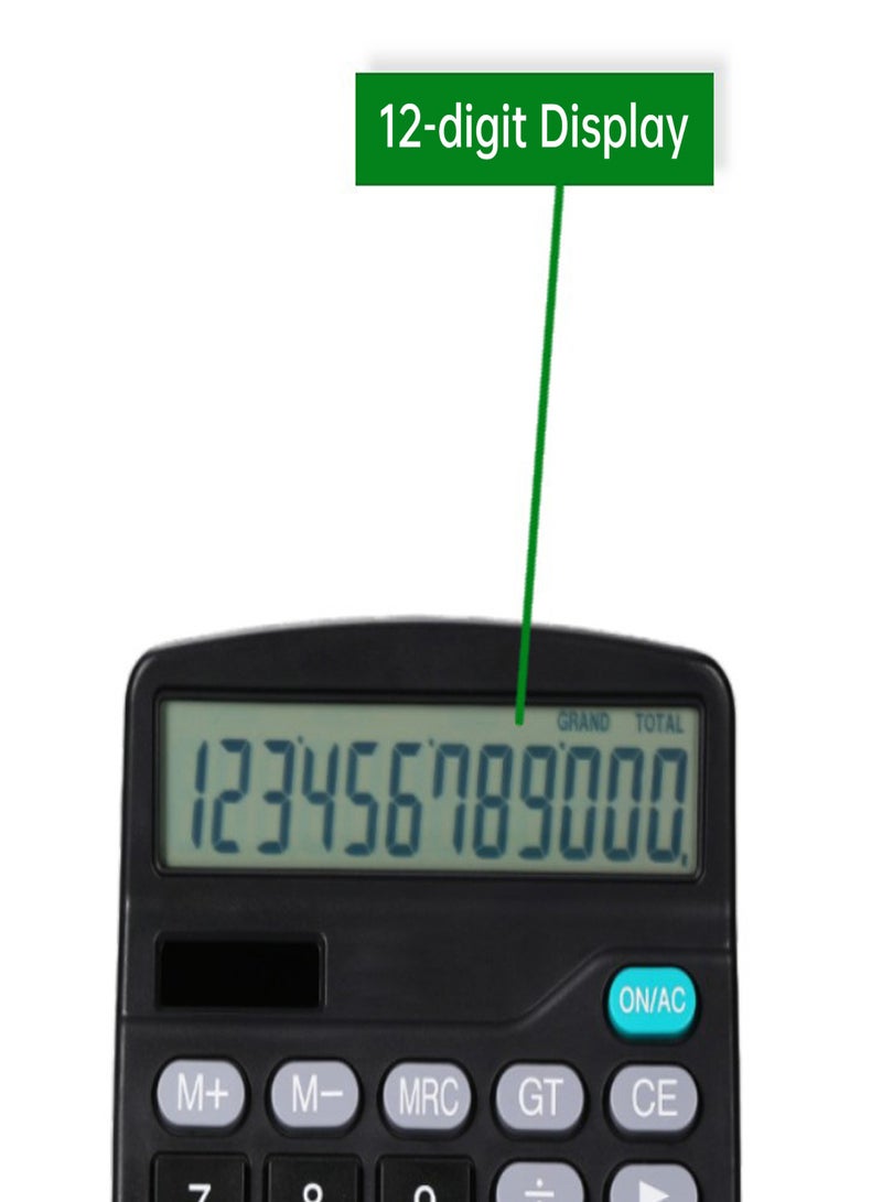 Desktop Calculator 12 Digit Large and LCD Display Big Button Calculators Solar Power and Battery Operated Suitable for Office School Home for Kids Students Accountant - Image 5