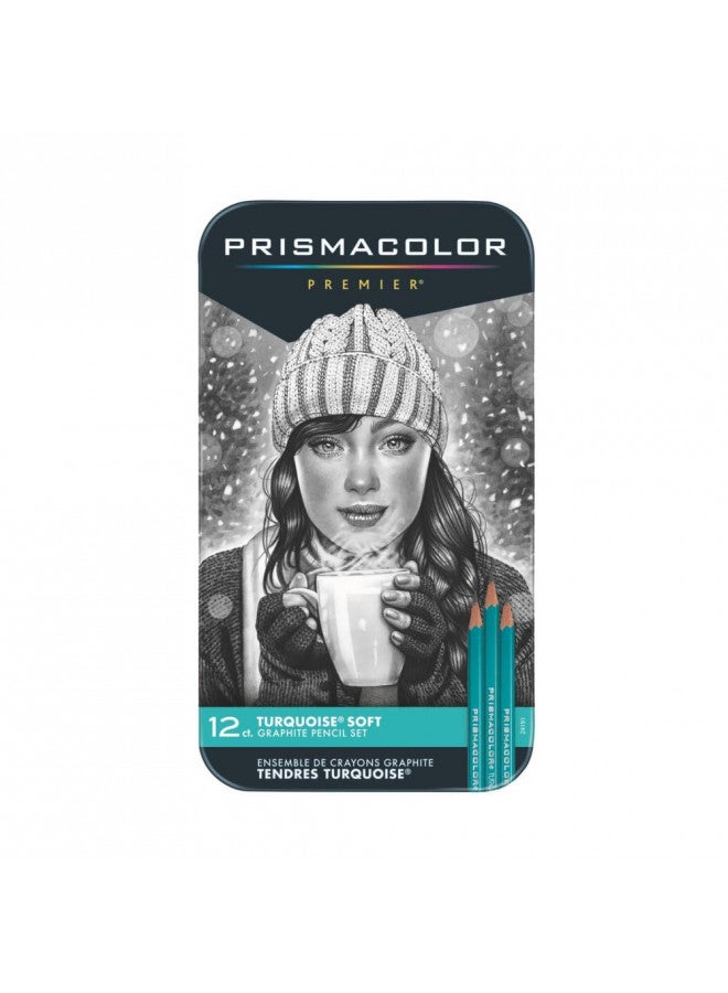 Prismacolor Premier Turquoise Graphite Sketching Pencils, Soft Leads, 12 Count - Image 1
