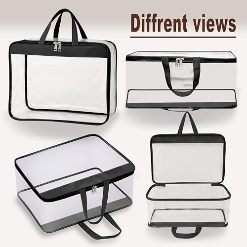 FabPax Pack of 6 Clear Storage Bag for Clothes, Sarees, Bedsheets, Toys, Transparent Wardrobe Organizer, Multipurpose Storage Bag with Handle & Zipper (BLACK) (40x32x20 cm) - Image 4