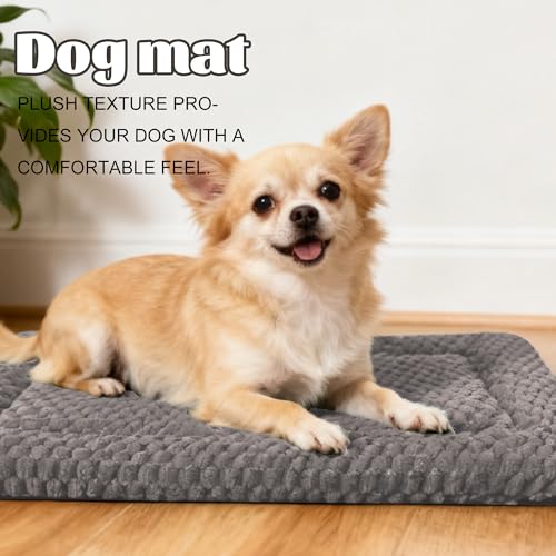 pobopobo Dog Bed Crate Mat Soft Durable Washable AntiSlip Kennel Pad for Dogs Cats Reversible Light Gray L352315 - Image 3