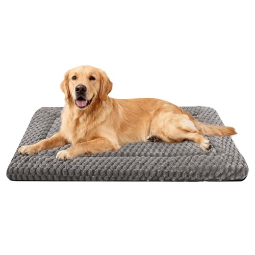 pobopobo Dog Bed Crate Mat Soft Durable Washable AntiSlip Kennel Pad for Dogs Cats Reversible Light Gray L352315 - Image 1