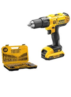 DEWALT Dewalt 18V Cordless Combi Drill Yellow and Black DCD776D1T-GB With DeWalt 100pc Drill Drive screw driver set Yellow/Black DT71563-QZ  - Image 1
