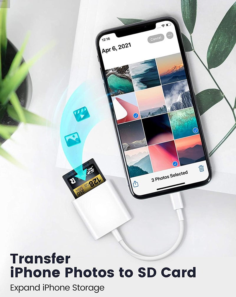 Wahbite Apple Lightning to SD Card Camera Reader, Trail Camera Viewer SD Memory Card Adapter for iPhone 14/13/12/11/XS/XR/X/8/7/iPad, Plug and Play - Image 4