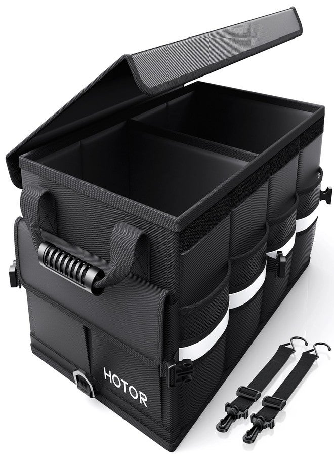 HOTOR Car Trunk Organizer - Foldable Trunk Organizer for SUV, Car Storage with Reflective Strips & Securing Cover, Large Capacity Car Accessories for Truck, Van & Sedan, Black, 24.4" x 13.8" x 11.0" - Image 1