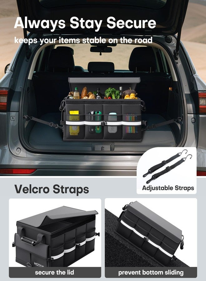 HOTOR Car Trunk Organizer - Foldable Trunk Organizer for SUV, Car Storage with Reflective Strips & Securing Cover, Large Capacity Car Accessories for Truck, Van & Sedan, Black, 24.4" x 13.8" x 11.0" - Image 5