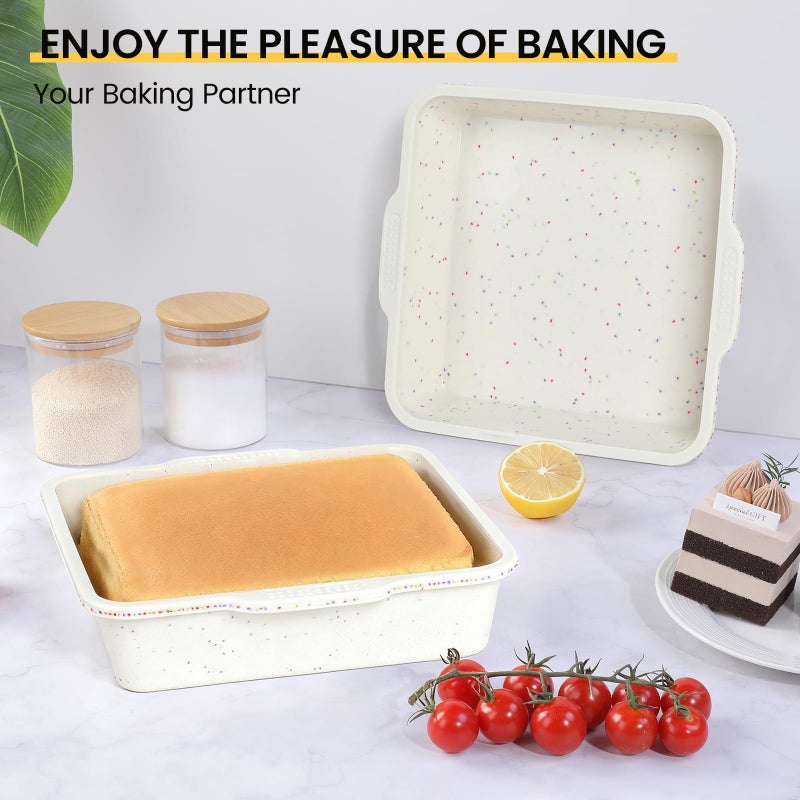 Vinino 8 x 8 Inch Silicone Square Brownie Cake Pan with Metal Reinforced Frame Set of 2, Nonstick Silicone Brownie Pans BPA Free Suitable for Making Cakes, Brownies, Bread - Image 5