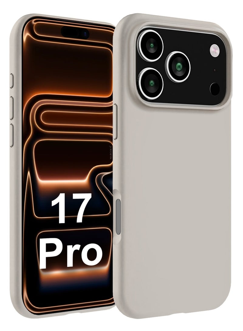 Silicone Protective Phone Case for iPhone 17 Pro - Soft Anti-Scratch Microfiber Lining Ultra Slim Drop Protection Phone Cover - Natural Titanium - Image 1