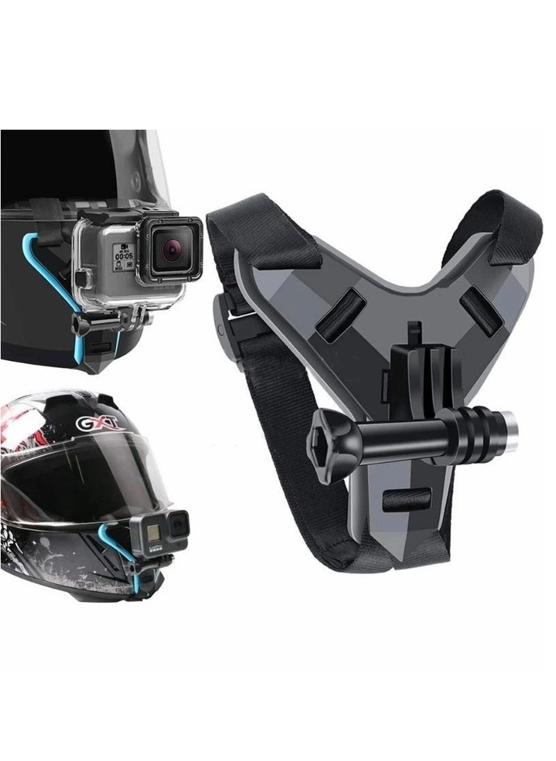 شاربدو خوذة دراجة نارية جبل الذقن لكاميرا GoPro المضادة للانزلاق والصدمات الأسود  - Image 1