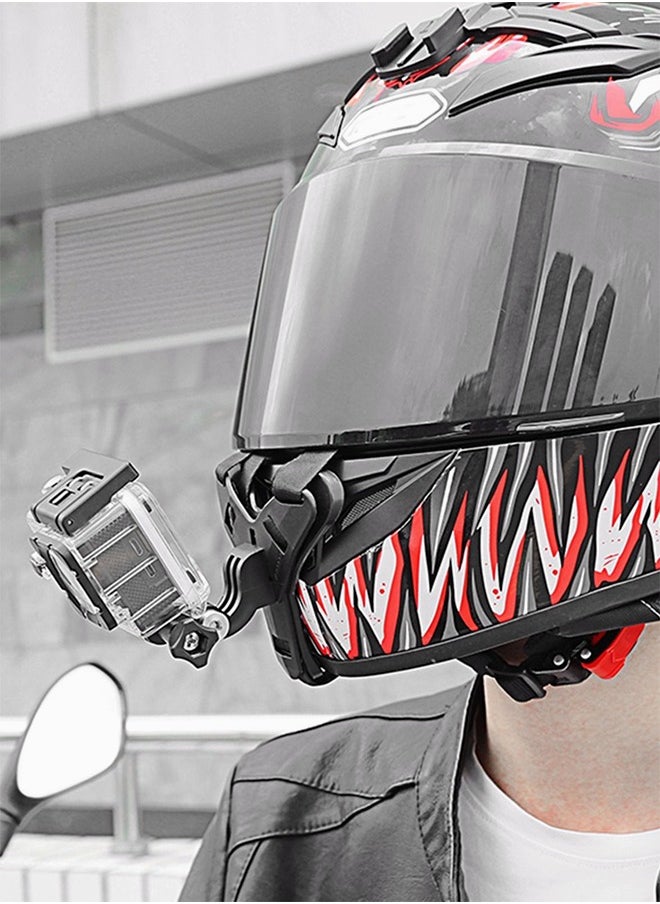 شاربدو خوذة دراجة نارية جبل الذقن لكاميرا GoPro المضادة للانزلاق والصدمات الأسود  - Image 4