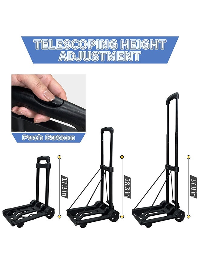 YelaJoy Folding Hand Truck Lightweight Portable Cart, 2 Wheels Fold Up Hand Cart with Elastic Ropes,Compact Utility Cart with 40kg/90lbs Heavy Duty 2 Wheels for Moving Travel Shopping Office Luggage Use - Image 2