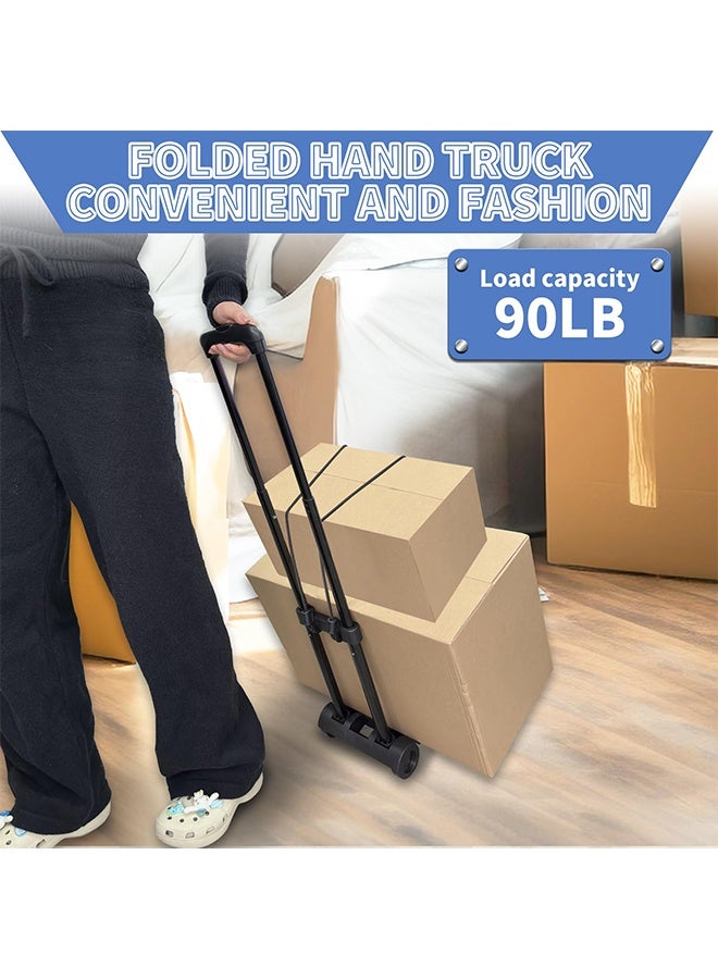 YelaJoy Folding Hand Truck Lightweight Portable Cart, 2 Wheels Fold Up Hand Cart with Elastic Ropes,Compact Utility Cart with 40kg/90lbs Heavy Duty 2 Wheels for Moving Travel Shopping Office Luggage Use - Image 3