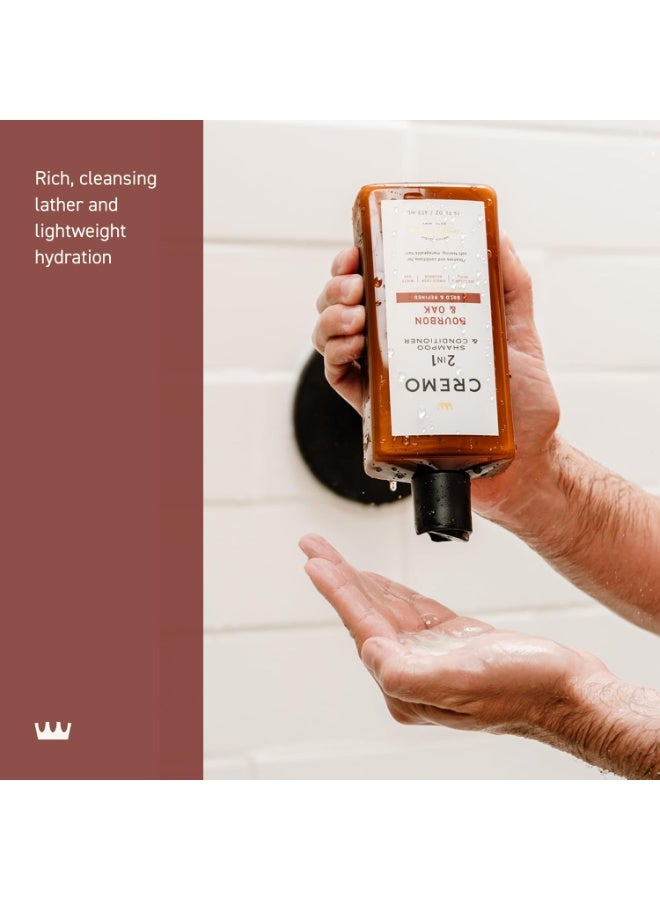 Cremo Bourbon & Oak 2-in-1 Shampoo & Conditioner, Barber Grade Quality That Moisturizes and Cleanses All Hair Types, 16 Fluid Ounce - Image 2