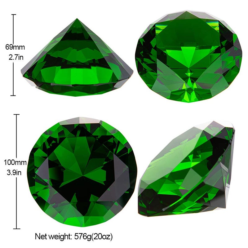LONGWIN 100mm(3.9") Crystal Diamond Paperweight Nail Dispaly Prop Wedding Favor Christmas Centerpieces Home Decor (Green) - Image 4