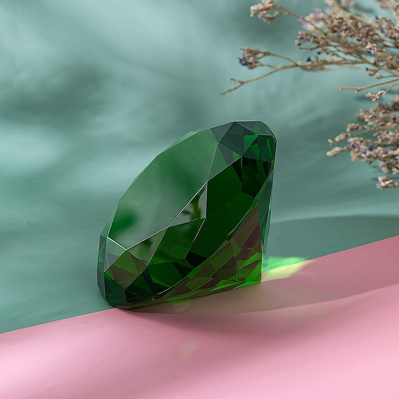 LONGWIN 100mm(3.9") Crystal Diamond Paperweight Nail Dispaly Prop Wedding Favor Christmas Centerpieces Home Decor (Green) - Image 3