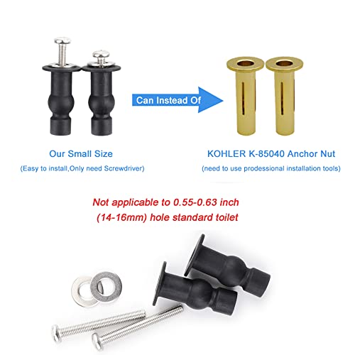 VALLVATER 6 Pack Toilet Seat Hinges Screws Top Mount Nuts Screws Toilet Seat Fixings Expanding Rubber Toilet Seat Bolts Kit Compatible with Kohler Extra Small Hole - Image 5
