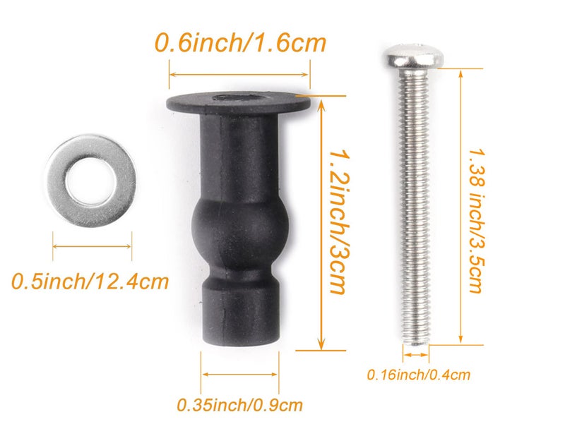 VALLVATER 6 Pack Toilet Seat Hinges Screws Top Mount Nuts Screws Toilet Seat Fixings Expanding Rubber Toilet Seat Bolts Kit Compatible with Kohler Extra Small Hole - Image 3