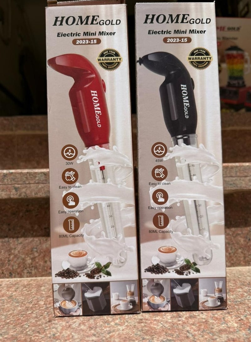 هوم جولد خافق كهربائي من هوم جولد  لتحضير رغوة الكابتشينو ومخفوق الحليب واللاتيه والمشروبات الساخنة مع مضرب يدوي للرغوة بقدرة 45 وات مع كوب سعة 80مللي- ضمان سنة - Image 2