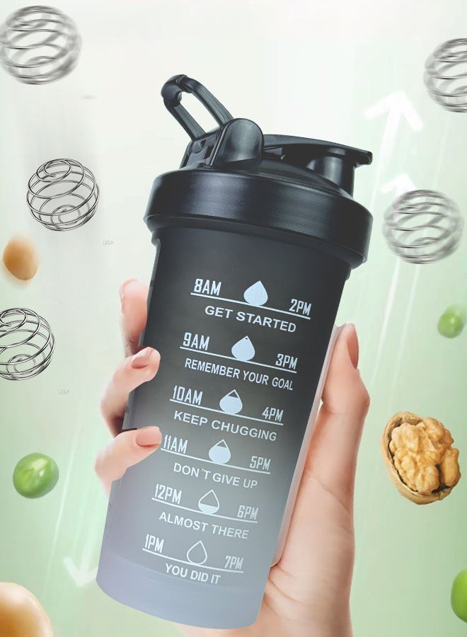 سبورت عبوتان من زجاجات خلط البروتين سعة ٦٠٠ مل مقاومة للتسرب. كأس رياضية خالية من الـ BPA مع مؤقت زمني للحصول على بروتين مثالي ومشروبات ما قبل التمرين والطاقة - Image 2