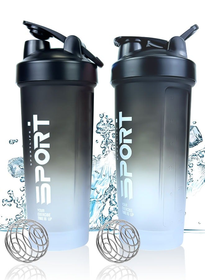 سبورت عبوتان من زجاجات خلط البروتين سعة ٦٠٠ مل مقاومة للتسرب. كأس رياضية خالية من الـ BPA مع مؤقت زمني للحصول على بروتين مثالي ومشروبات ما قبل التمرين والطاقة - Image 1