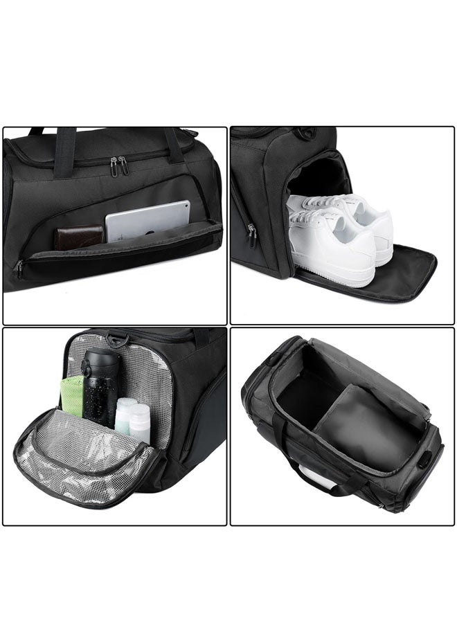 Hanayo Shoulder Bag Gym Bag for Women & Men Travel Duffel Bag with Shoe Compartment & Wet Pocket Waterproof Carry On Weekender for Sports Yoga Gym (Black)  - Image 5