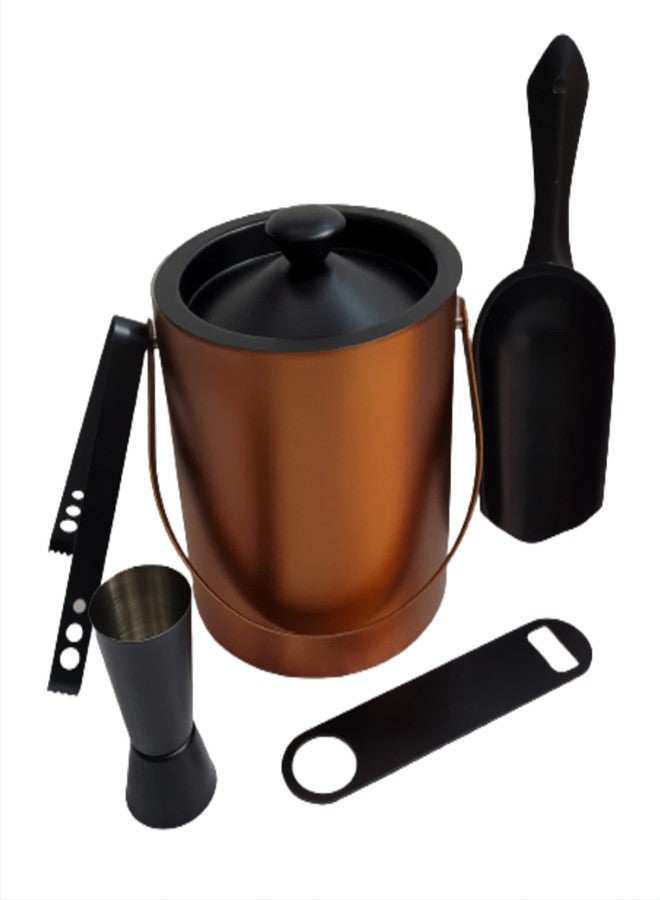 Proniks Stainless Steel Insulated Ice Bucket with Opener, Ice Tong,peg Measure, Ice Scope and with Cocktail Shaker|Keeps Ice Cold for 6 h|Great bar Tools for Home bar Accessories (of 1.5 Litre)(Gold) - Image 5