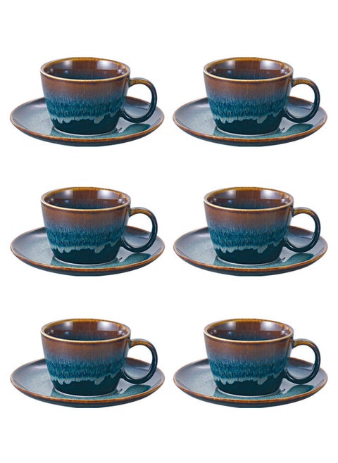12-Piece Porcelain Cup With Saucer Set 175Ml