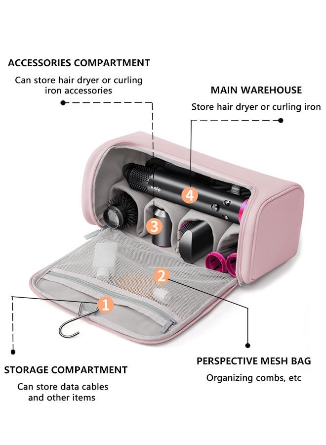 وهاواي Travel Case Compatible with  Airwrap & Curling Iron, Portable Storage Bag with Hanging Hook for Hair Curler and Hair Dryer Accessories Pink - Image 4