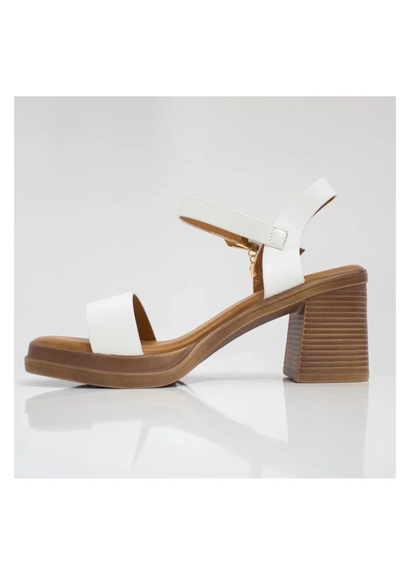 LAMARAPARIS Kajal one band sandal on 7.5cm block heel white