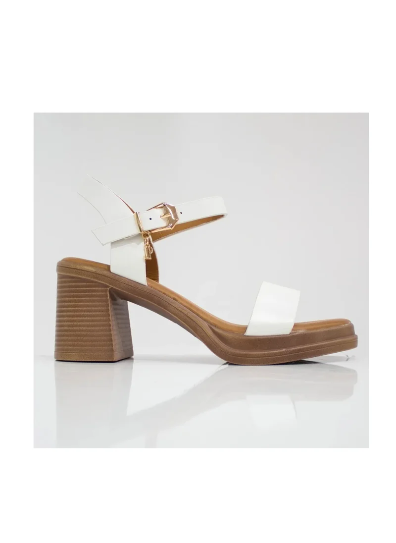 LAMARAPARIS Kajal one band sandal on 7.5cm block heel white