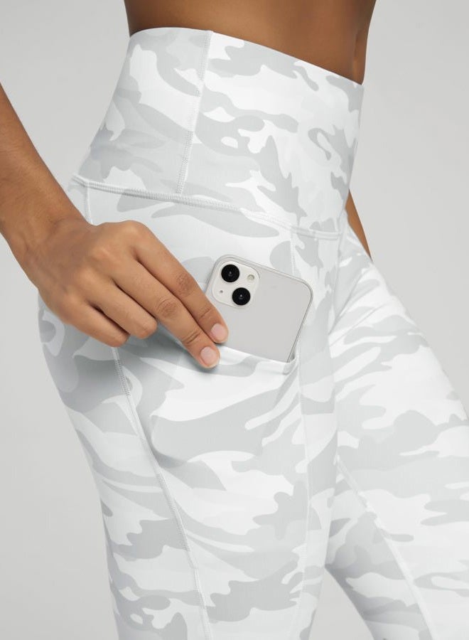 ODODOS Women's High Waisted Yoga Leggings with Pockets, Tummy Control Non See Through Workout Athletic Running Yoga Pants, White Camo, L - Image 5