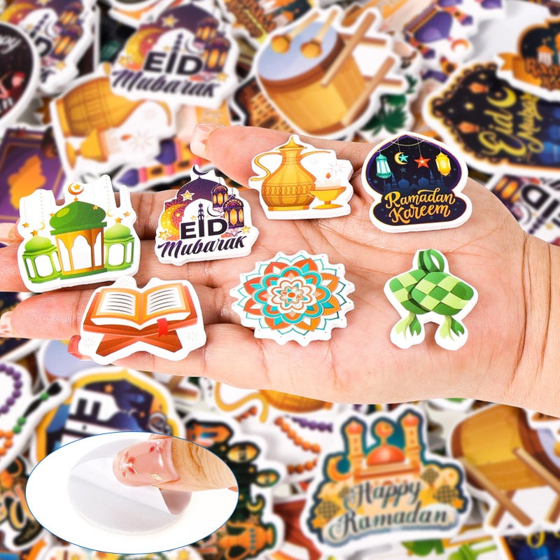 HOWAF 200pcs Eid Mubarak Foam Stickers Ramadan Foam Self-Adhesive Stickers for Eid Holiday DIY Crafts Stickers, Ramadan Kareem Foam Decals Eid Moon Star Stickers Islamic Water Bottles Stickers - Image 3