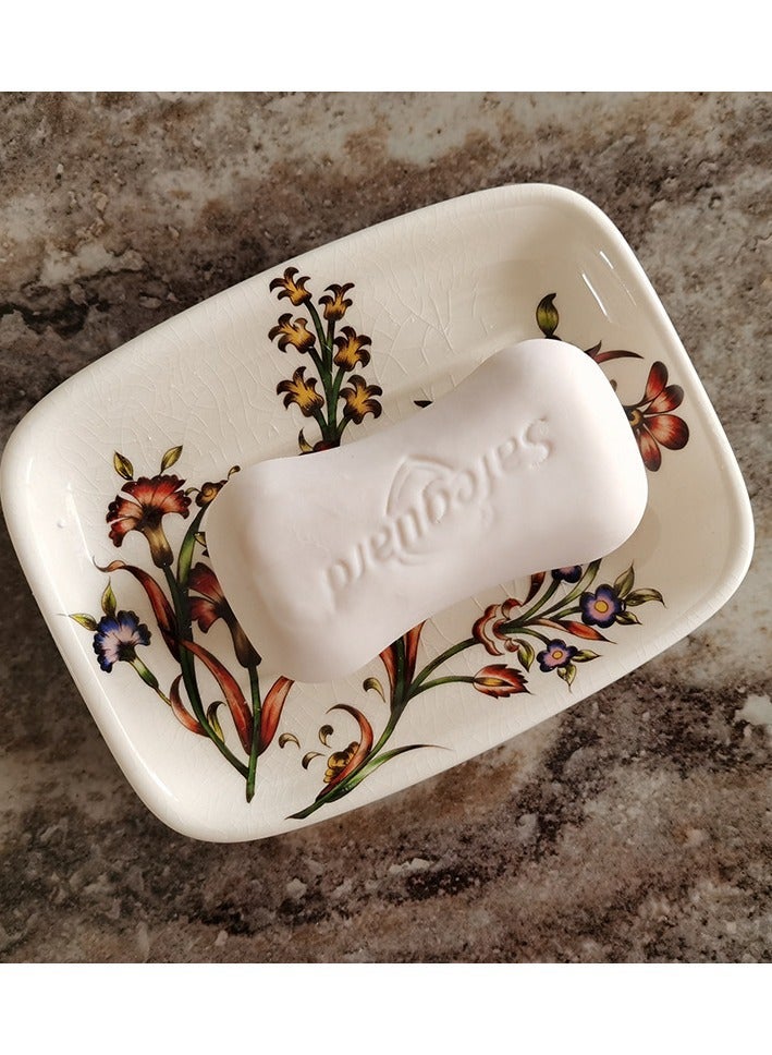 bbet Ceramic Soap Dish with Drain Hole, European Vintage Phoenix Flower Design, Bathroom Soap Holder - Image 4