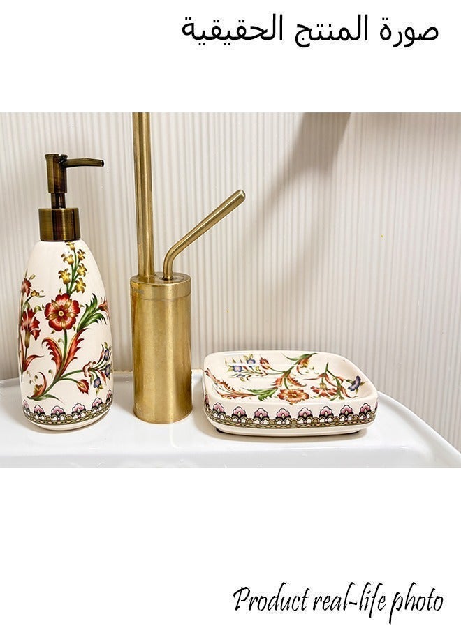 bbet Ceramic Soap Dish with Drain Hole, European Vintage Phoenix Flower Design, Bathroom Soap Holder - Image 5