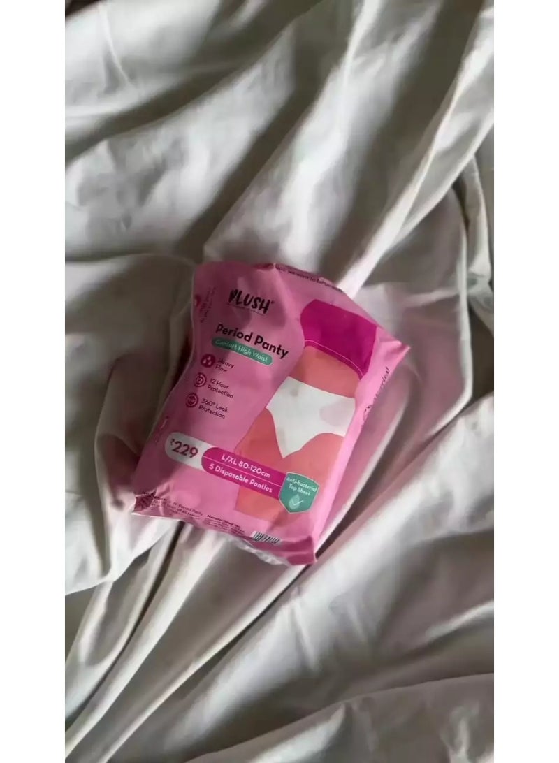 بلش سراويل داخلية نسائية مريحة للغاية للاستخدام مرة واحدة، بخصر عالٍ، مناسبة للدورة الشهرية الغزيرة - 5 قطع، مقاس كبير/كبير جدًا (80-120 سم) | مضادة للبكتيريا | تصميم غير سميك، مريحة كالسراويل الداخلية | حماية تدوم 12 ساعة | تغطية كاملة 360 درجة، سراويل داخلية للدورة الشهرية خالية تمامًا من الطفح الجلدي | مثالية للاستخدام الليلي - Image 3