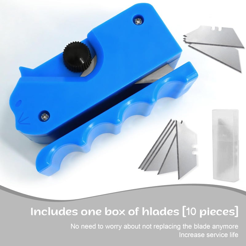 Holyenten Upgraded Cardboard Cutter for Cat Scratchers DIY, Handheld Cardboard Cutting Tool W/ 10 Blades for Making Cat Scratching Board & Bed (Blue) - Image 3